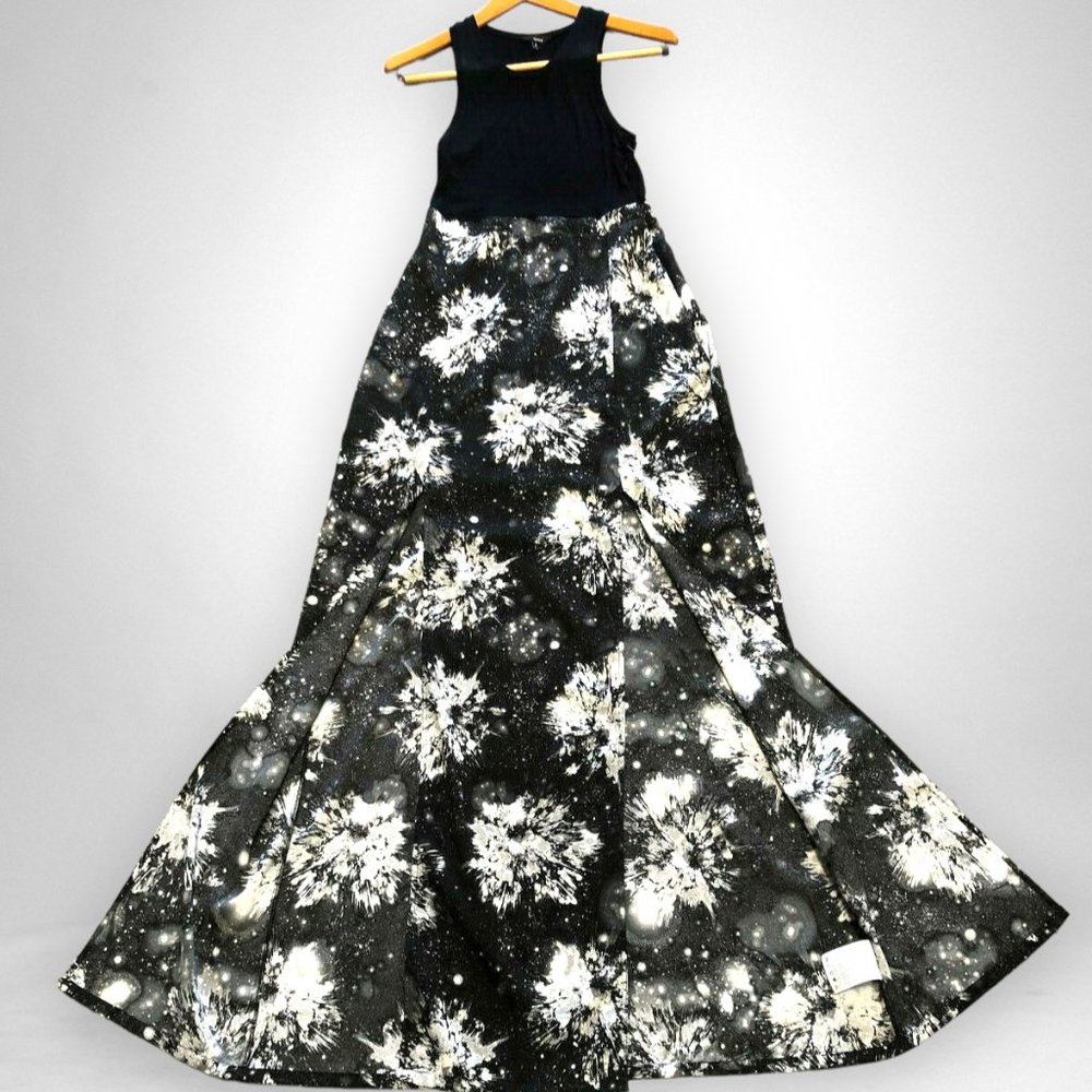 Hurley Simone Splatter Dress Black and White Size XS Tank Sleeveless Maxi